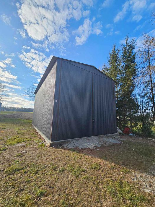 Wysoki Grafitowy Garaż Blaszany- Magazyn Wiata - Hala  – GRZYWSTAL