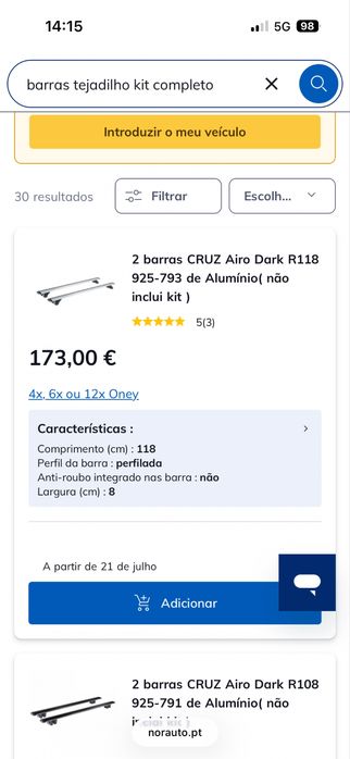 Barras tejadilho c/kit e bagageira bermude 400