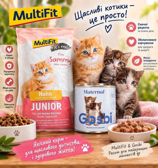 Продам корм і сухе молоко для кошенят