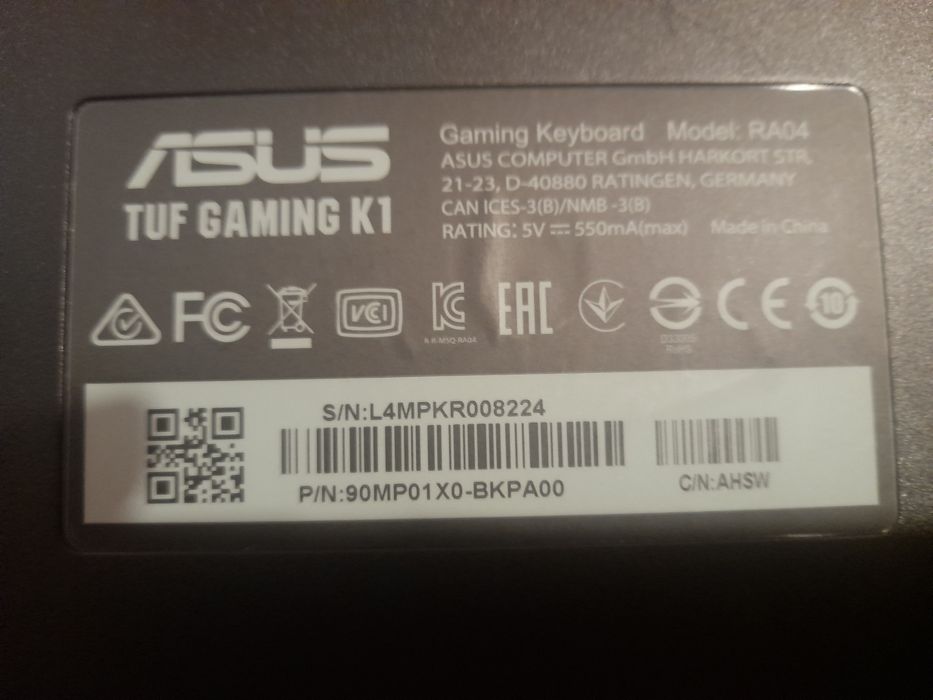 Teclado Tuf Gaming K1