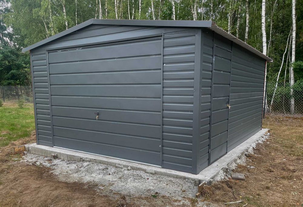 Garaż Blaszany 4x5, Ciemny Grafit MAT, Brama Uchylna, CAŁA POLSKA