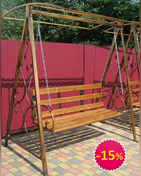 Гойдалка садова для дому кована велика розбірна В-210хШ-200хГ-150см