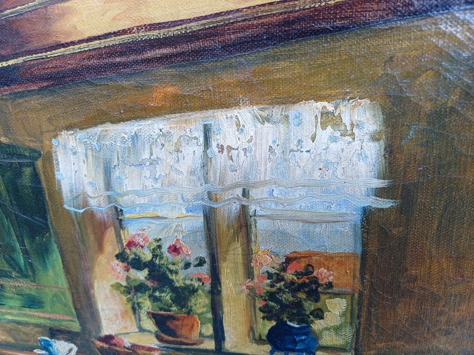 Stary obraz na płótnie sygnowany  .