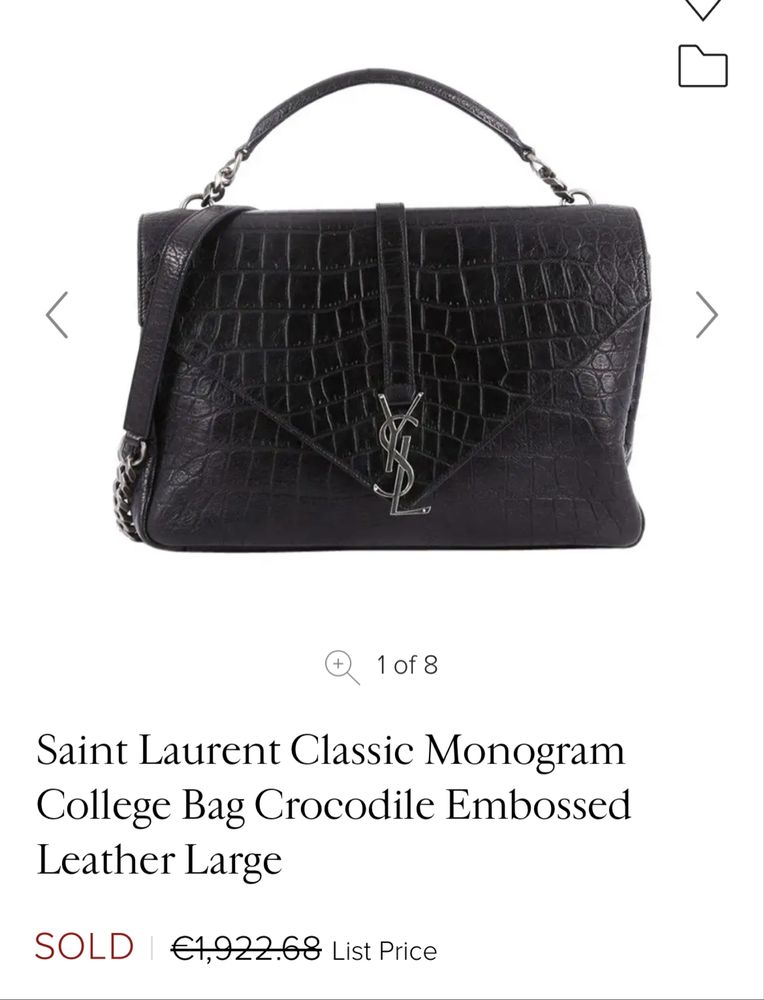 Large Yves Saint Laurent YSL College Bag