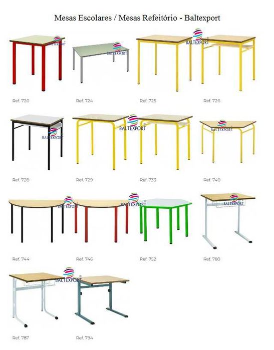 Mesa escolar 1200x600xA.410x480x610x750mm Estrutura aço Tampo Melamina