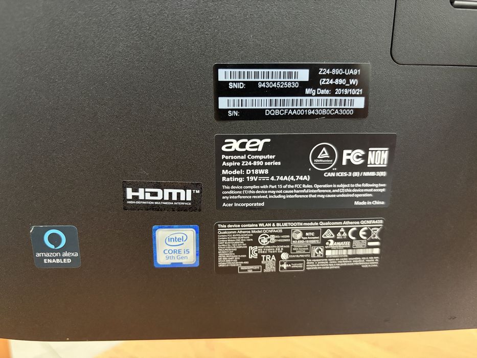 Моноблок Acer Aspire Z24-890 (23.8”) | Intel Core i5-9400T | 12 ГБ RAM | SSD 128 ГБ | Full HD