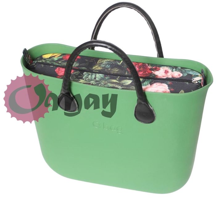Czarny organizer do OBAG STANDARD róże dziki ogród kwiaty OMAY