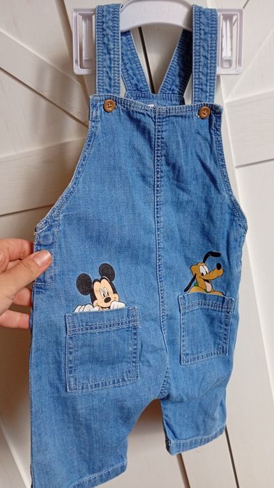 Ogrodniczki Pluto i Myszka Miki spodnie niemowlęce h&m rozmiar 80 cm