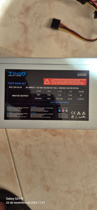 Fonte de alimentação TooQ TQEP-500S-INT de 500W