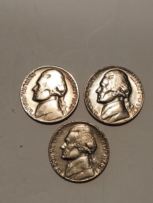 Moedas de 5 Cents Estados Unidos América