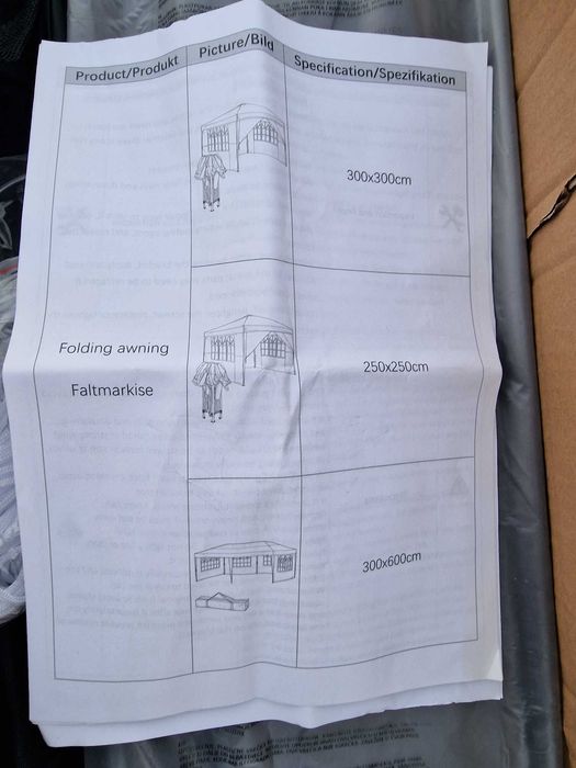 Pawilon składany, wodoszczelny, wymiary dachu, 3 x 3 m,
