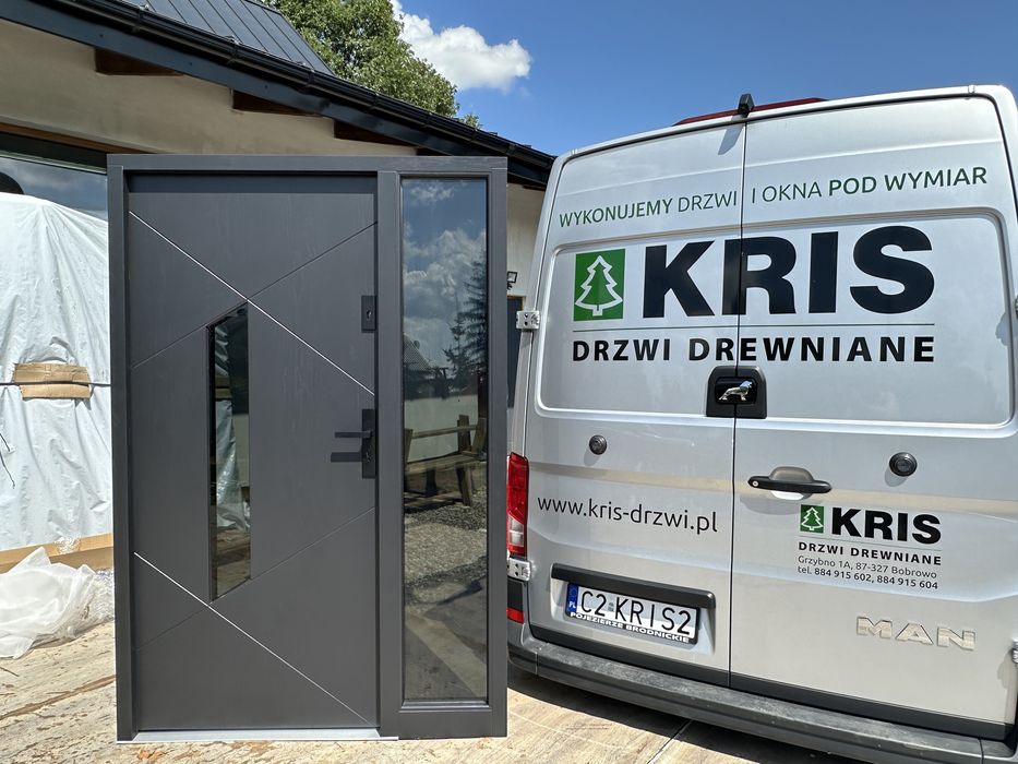 Drzwi zewnętrzne drewniane z Doświetlem RAL U-0.80 Montaż