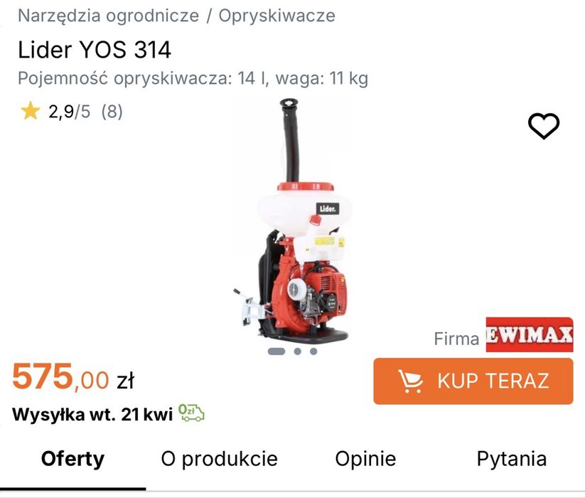 Opryskiwacz spalinowy Lider YOS 314