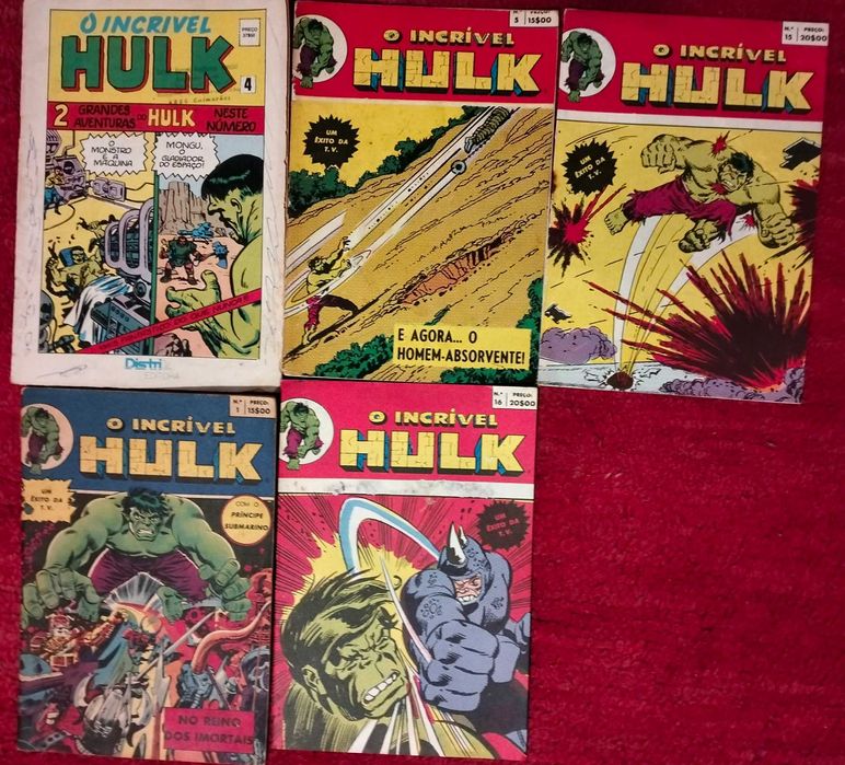 BD Hulk Marvel - Distri, Agência Portug. de Revistas, Abril Jovem, etc