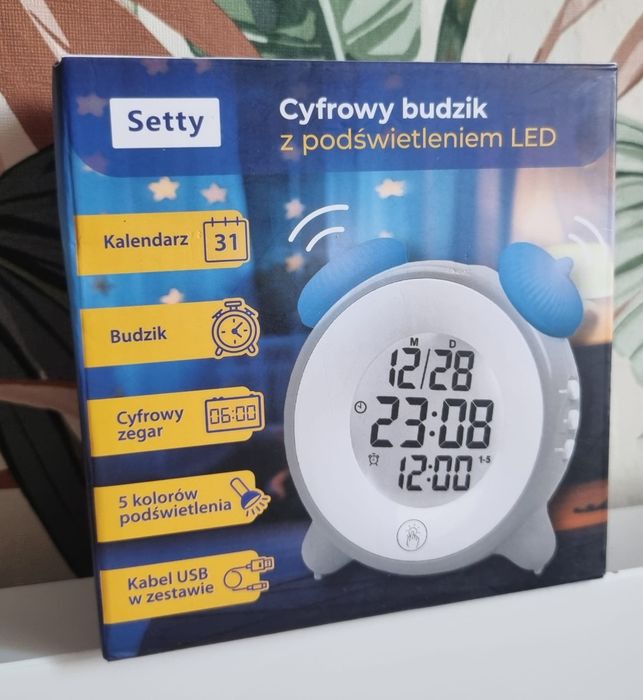 Cyfrowy budzik z podświetleniem led Setty