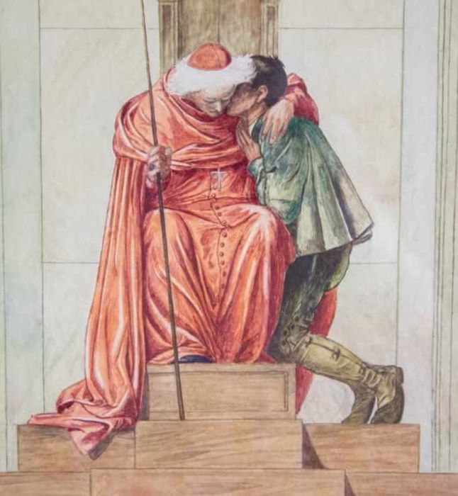 Антикварная гравюра, офорт, малюнок Франція