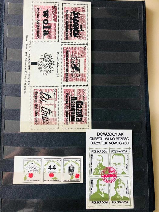 Solidarność PRL – kolekcja znaczków i kartek podziemnych, lata 80.
