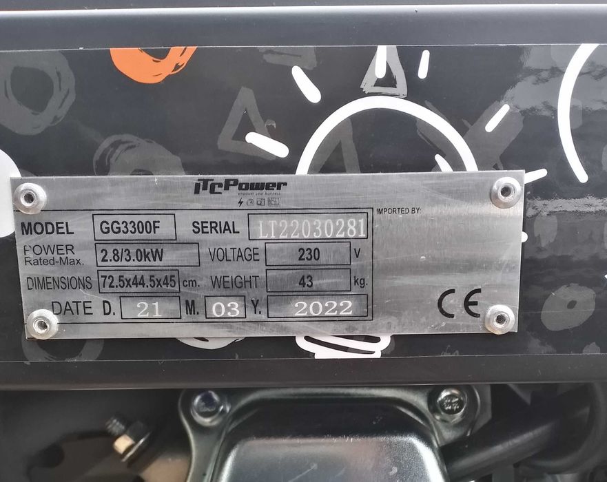 Генератор бензиновый 3 кВт. ITC Power GG3300F 2800/3000 W