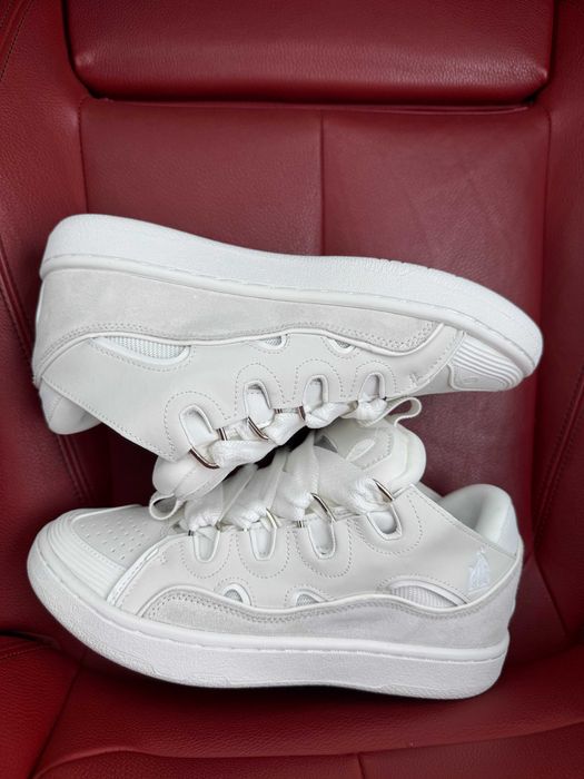 БЕЗ ПЕРЕДОПЛАТИ) Lanvin Curb Sneakers All White ланвін керб білі
