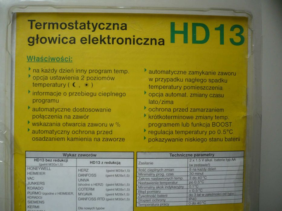 programowalna głowica termostatyczna elektroniczna HD13