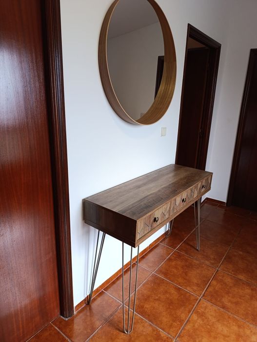 Conjunto espelho redondo e movel