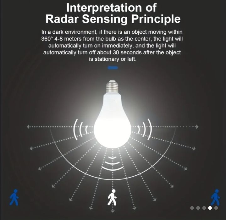 Lâmpada luz LED branca 12w com sensor NOVA