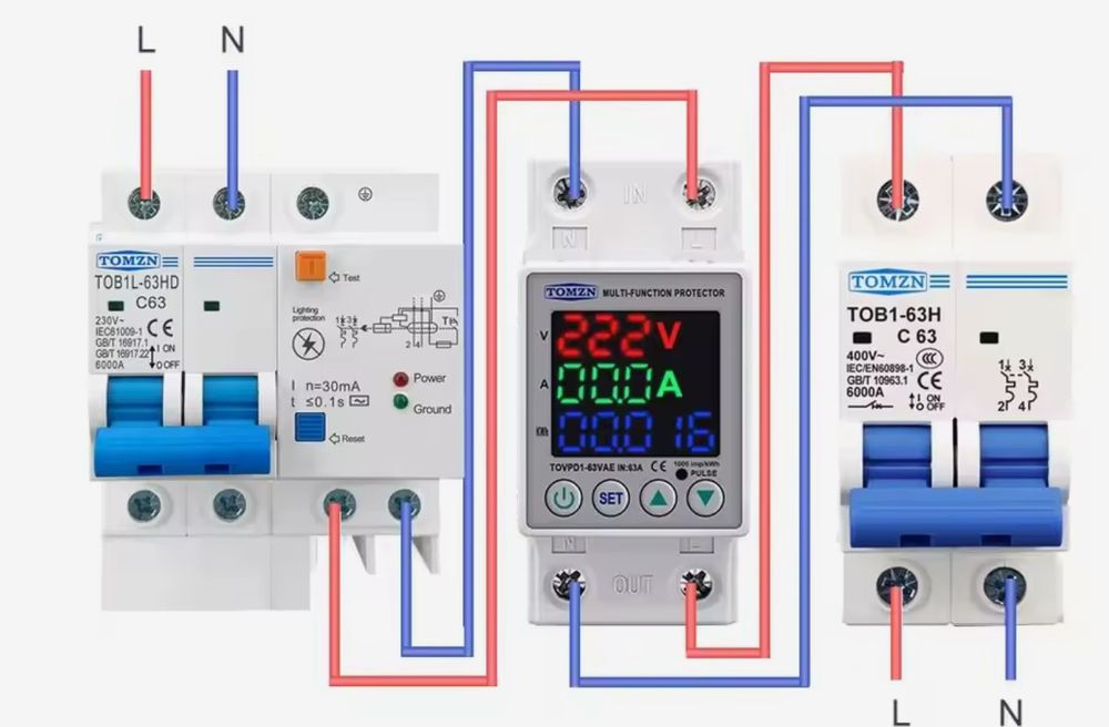 Реле напряжения  и тока 220V регулируемое