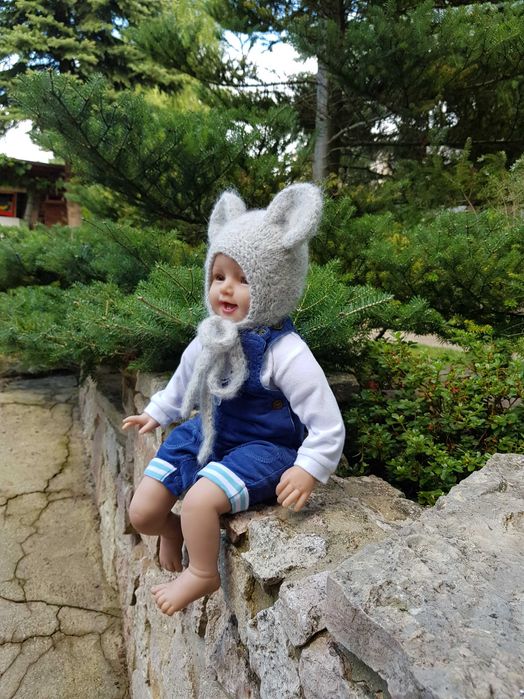 Czapka 42/44 Szara Myszka ciepła czapka dla dzidziusia