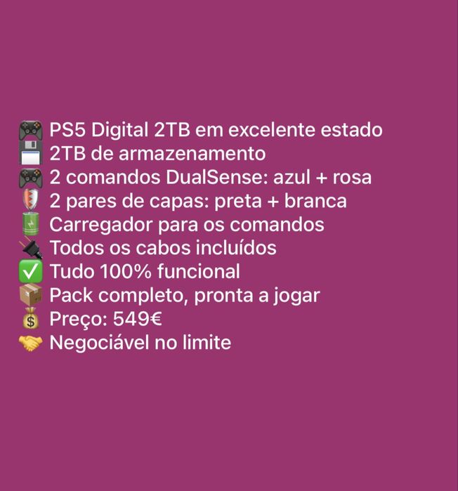 PS5 DIGITAL  2TB em excelente estado.