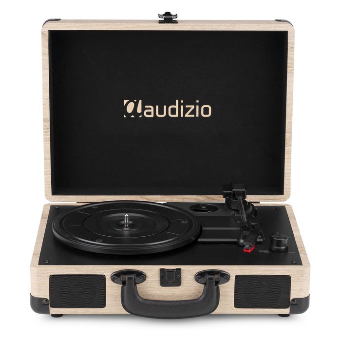 Gramofon Retro Bluetooth Głośniki AUX in Jasny Gramofon w Walizce