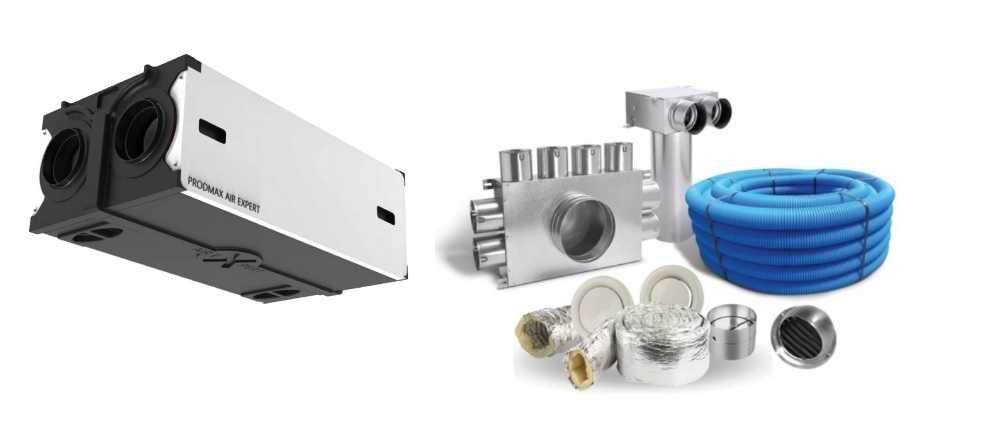 Rekuperacja DO 200-250m2 FI 75 Wentylacja Zestaw