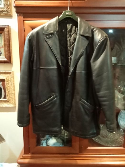 Blusão motard em pele genuína