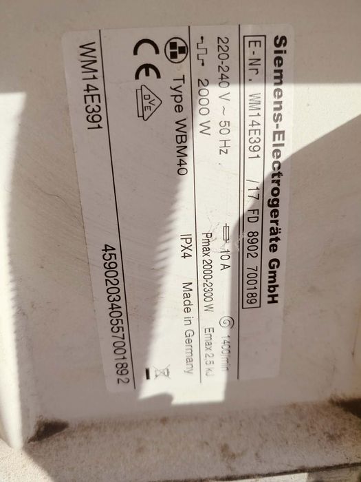 Pralka automatyczna Simens WM14E391