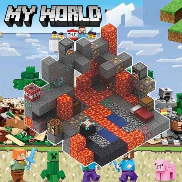 143шт+4 героя Магнітний конструктор майнкрафт minecraft кубики лава 3д