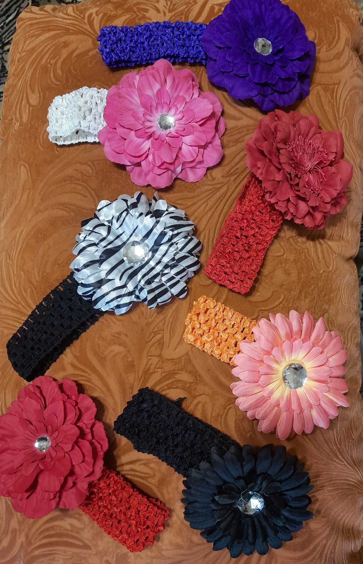 Оригинальная повязка на голову для девочки с цветком из розовой ленты для новичков