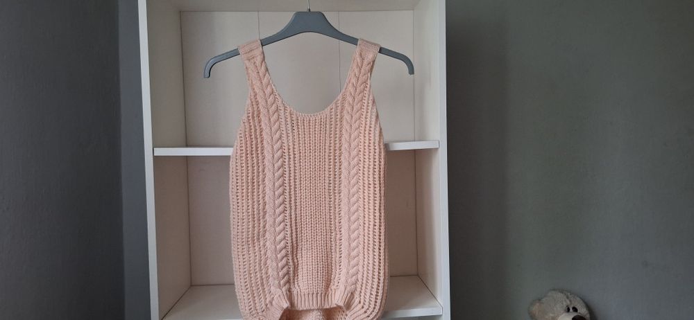 Top dziergany sweterek bluzka na ramiączkach damska M/L Barbie