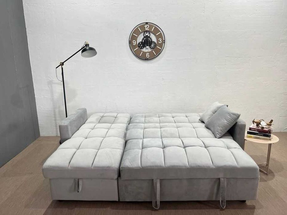 Sofá cama cinza chaise longue - entrega gratuita