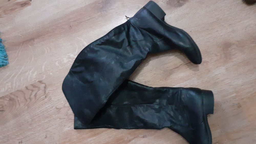 Damskie, długie, czarne buty, nr 37