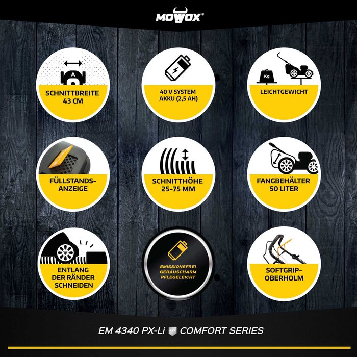 Аккумуляторная газонокосилка Mowox EM 4340 PX-Li с АКБ и зарядным