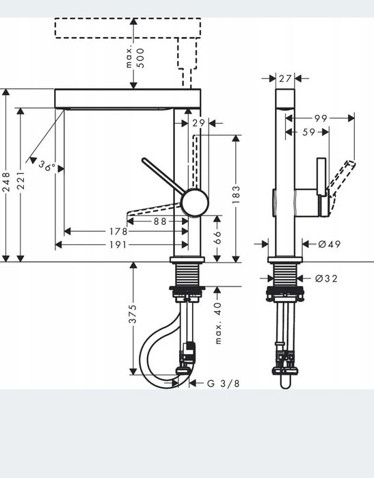 Bateria Hansgrohe Finoris z wyjmowaną wylewką