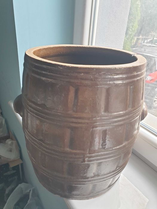 beczka duża ceramiczna do kiszonek wysokość 34 cm lata 60.