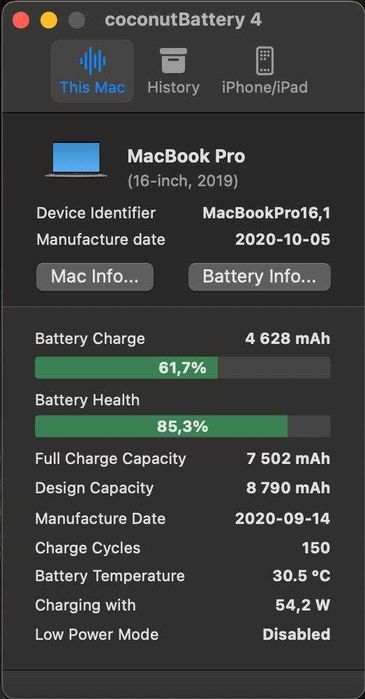 Laptop Apple MacBookPro 16,1. A2141, 2019