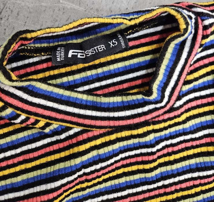 Sukienka tuba obcisła XS w paski kolorowa fishbone