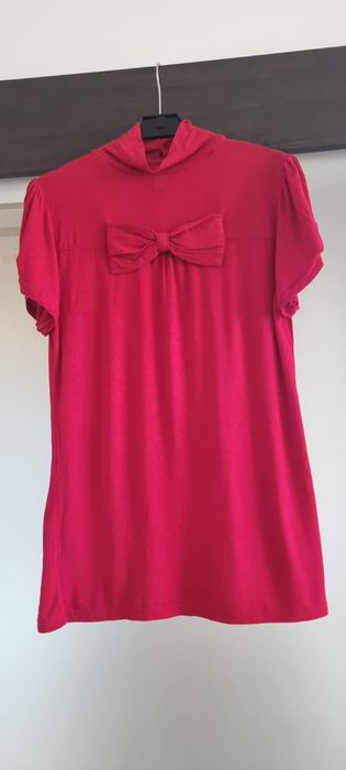 L/40 Zara - czerwony półgolfik z krótkim rękawem