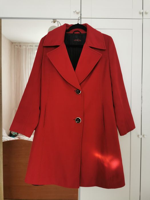 Płaszcz wełniany kaszmir malinowy GETEX