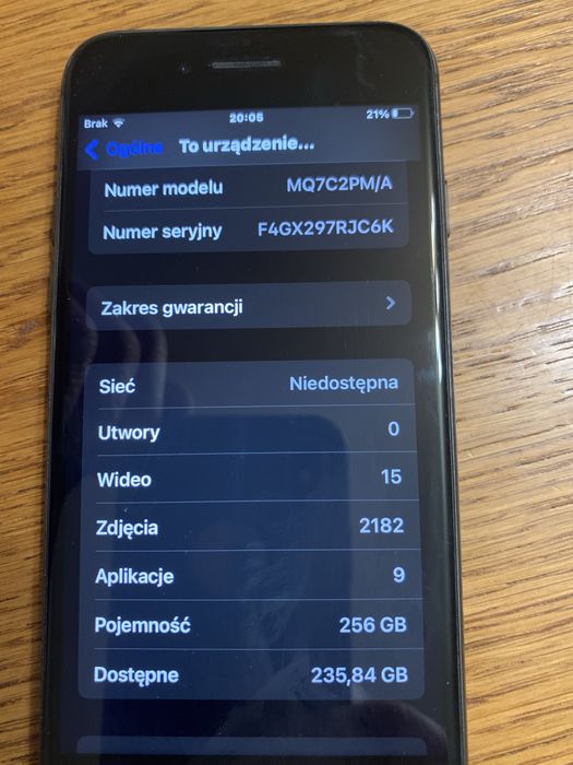 Telefon Iphone 8,256Gb,pojemność baterji 81%
