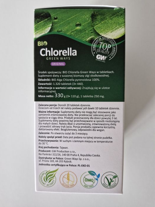 BIO CHLORELLA Green Ways 330 g 1320 tabletek ORIGINAL (3 sasz.) ZIELONKI