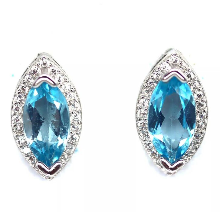 Kolczyki Srebro 925 Naturalny Swiss Topaz Rod