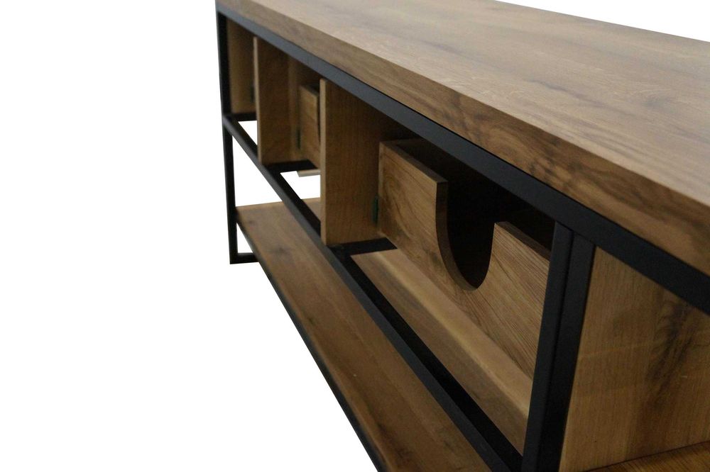 Drewniana szafka pod umywalkę loft lity dąb 180 cm