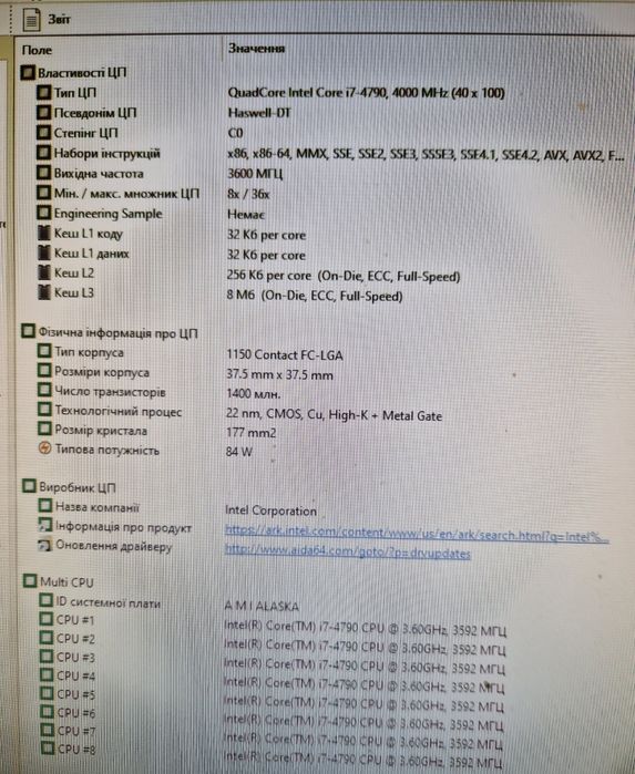 Intel i7-4790 3.6-4.0Ghz/16gb/Материнка  Комплект 4ядра8потоків для ПК